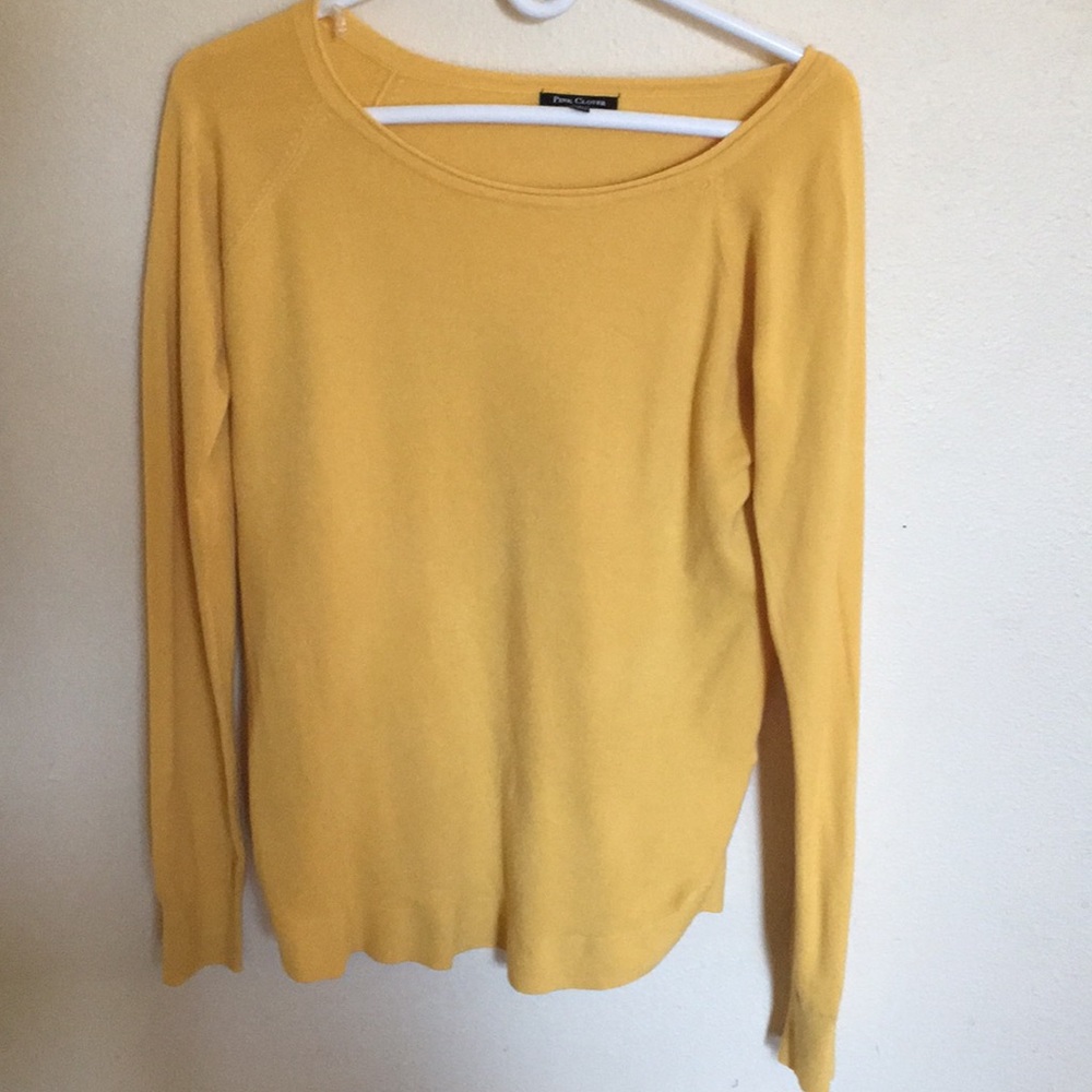 Mustard colored scoop-neck sweater